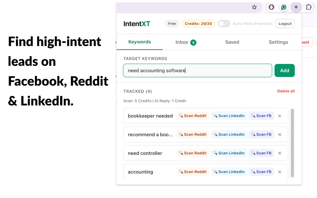 IntentXT extension screenshot 1