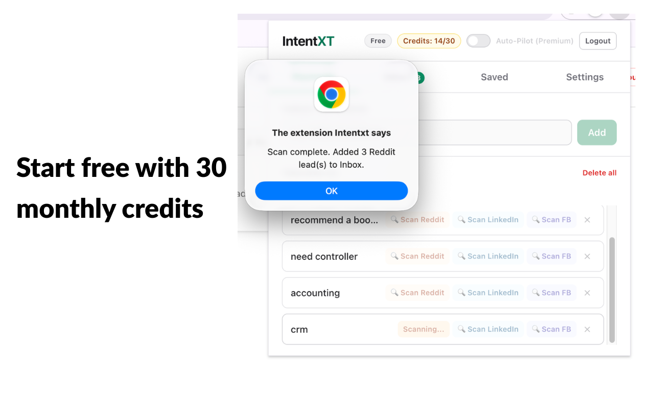 IntentXT extension screenshot 2